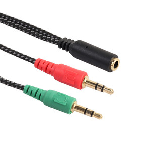 3.5mm Y Splitter 2 Jack Male To 1 Female Headphone Mic Audio
