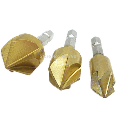 3pcs HSS Countersink Drill Bit 90 Degree Chamfer 1/4