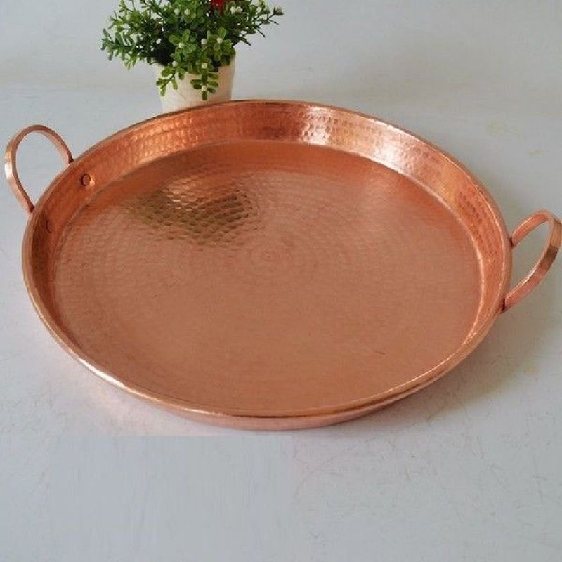 Handmade Pure Copper Pot Frying Pan Thick Plate Purple