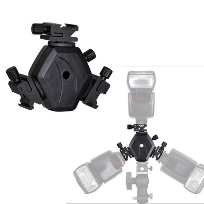 Triple 3 Head Shoe Mount 3-in-1 Flash Bracket Speedlite  Hol