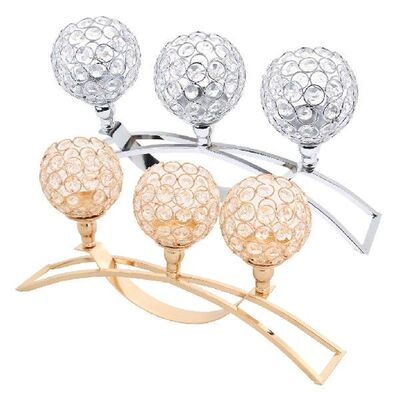 VINTAGE Crystal Votive Candle Holders Gold/Silver 3-arm