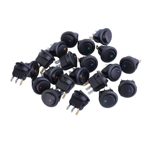 20pcs LED Dot Light 12V Car Auto Boat Round Rocker ON/OFF To