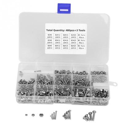 480pcs M2M3M4 Machine Screws Set Fasteners for Laptop/ Hard