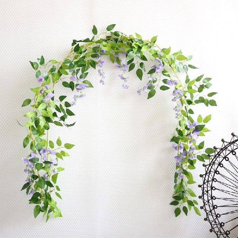 artificial wisteria flower green leaf vine lvy wedding arch