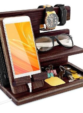 K5DC Wooden Phone Docking Station Wallet Stand Watches
