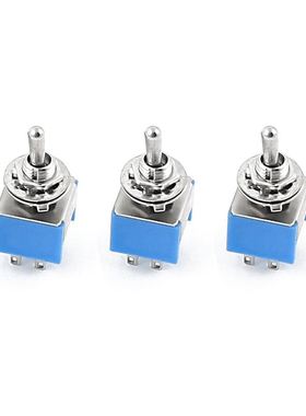 10Pcs AC 125V 6A ON-OFF-ON DPDT Latching Mini Switch Blue 6m