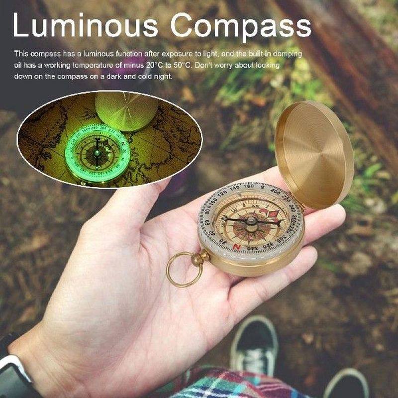 high quality camping hiking pocket brass golden compass