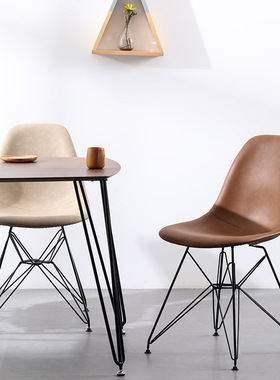 Minimalist Modern Design PU Leather Metal Leg Dining Chair