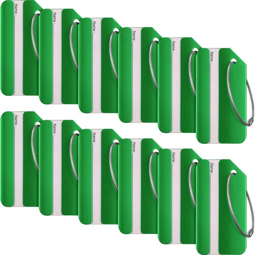 Hot 12Pcs Luggage Tags Business Card Holder Aluminium Metal