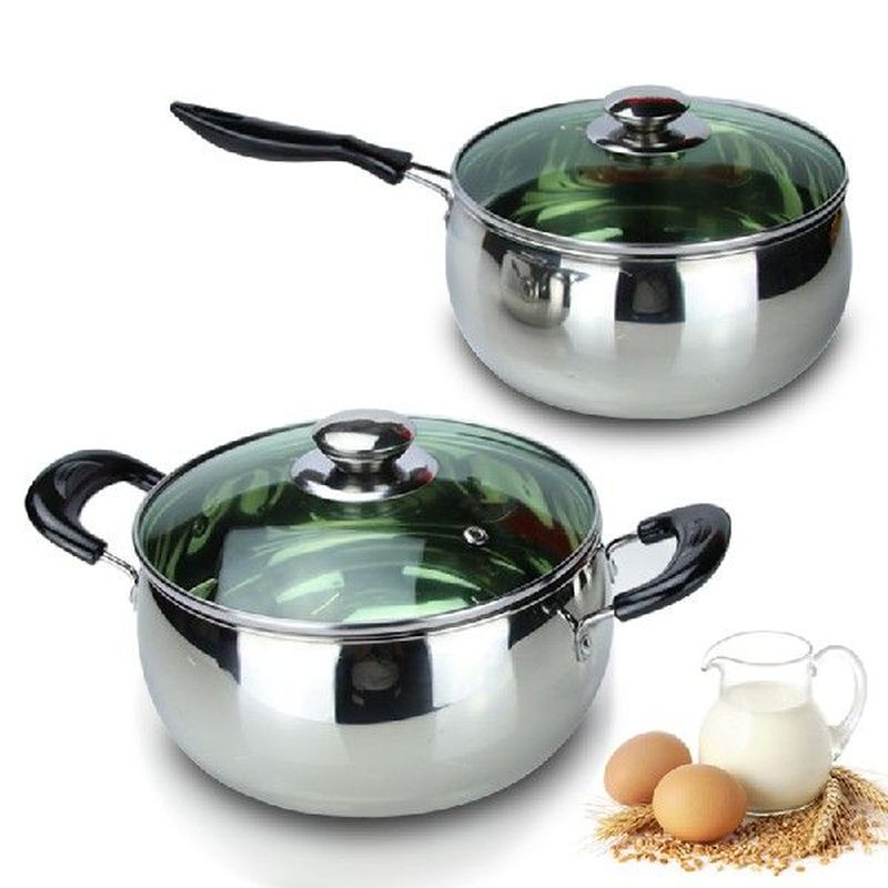 Stainless Steel Milk Pot Non-stick Soup Pots Pans Kitchen