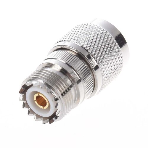 Silver Straight N Male to UHF SO239 Female Jack Coax Adapter