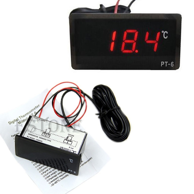 Vehicle Thermometer Car LED Meter Probe -40~110 Celsius 12V