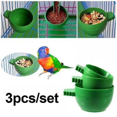 3Pcs/set Mini Bird Parrot Food Water Bowl Feeder Plastic
