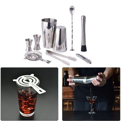 9pcs Cocktail Shaker Set Stainless Steel Red Wine Measuring
