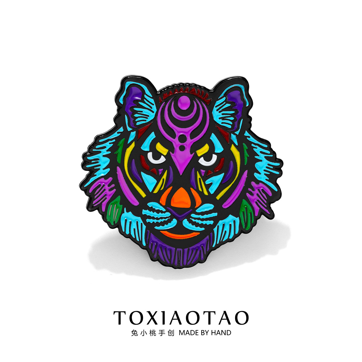 国潮珐琅彩绘神秘虎头金属徽章胸针个性创意小众设计感别针包配饰,饰品/流行首饰/时尚饰品新,胸针,淘宝优惠券,粉丝福利购,淘宝优惠卷