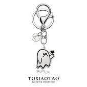 LOVEYOU示爱小幽灵钥匙扣钛钢挂件万圣节学生情侣表达配饰品礼物