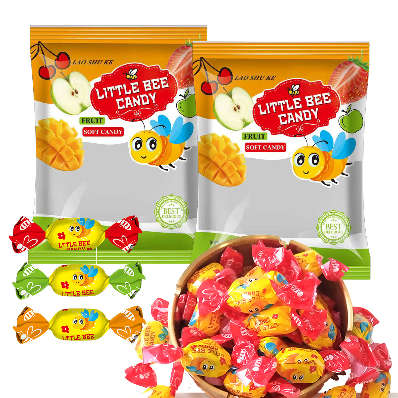 小蜜蜂夹心软糖果汁橡皮软糖喜糖办公室零食年货随手礼 批发代发
