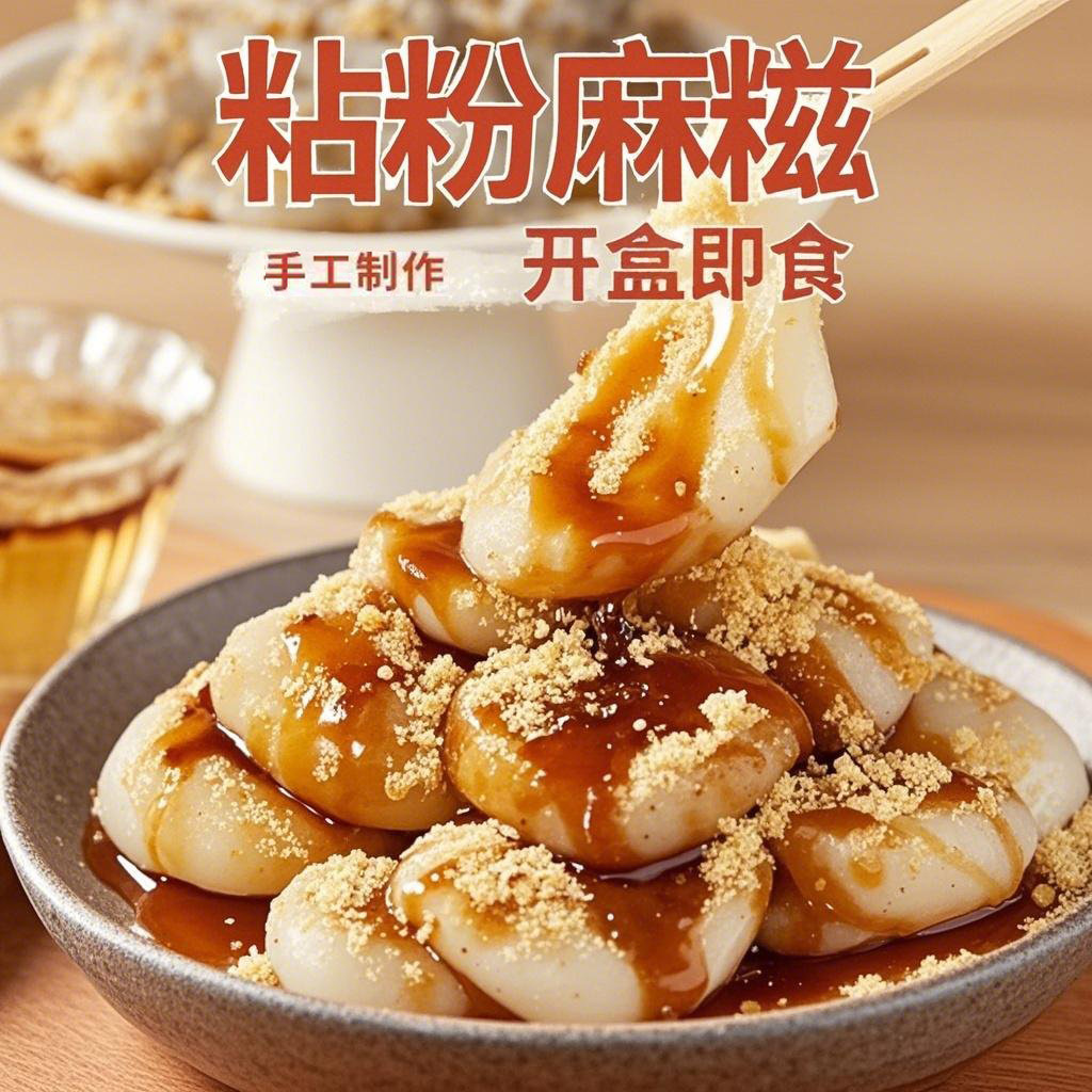 即食糯叽叽红糖糯米糍粑纯手工桂花沾粉麻糍冷吃年糕麻薯零食