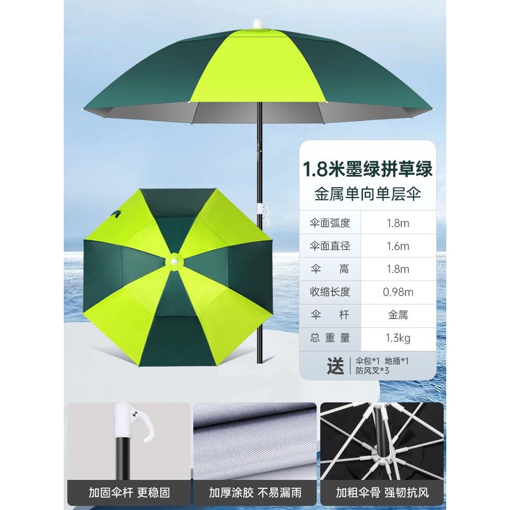 钓鱼伞2025年新款遮阳伞户外露营伞便携黑胶防晒防暴雨拐杖伞