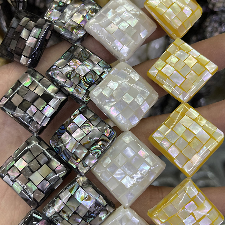 天然海水珍珠贝 黑 黄 鲍鱼贝30mm正方块 马赛克 手工DIY饰品材料