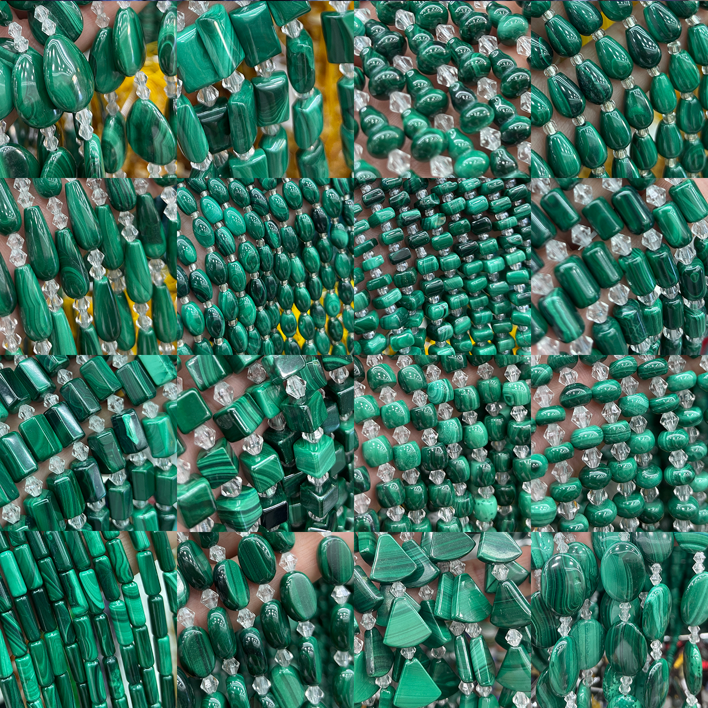 无忧化天然孔雀石水滴管珠圆饼蛋形米珠葫芦形半成品DIY饰品配件