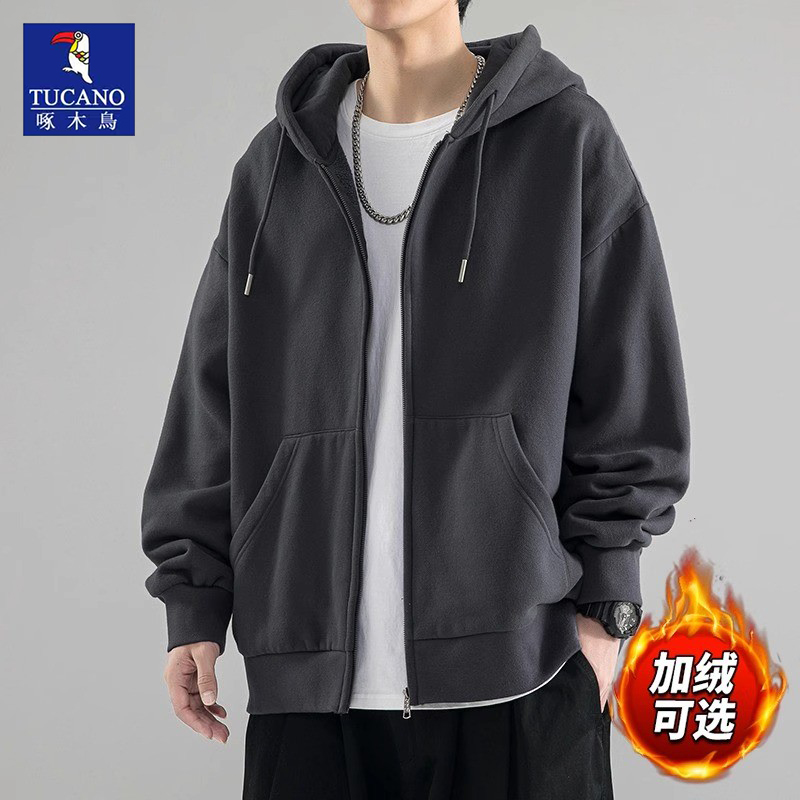 啄木鸟开衫卫衣宽松连帽上衣外套