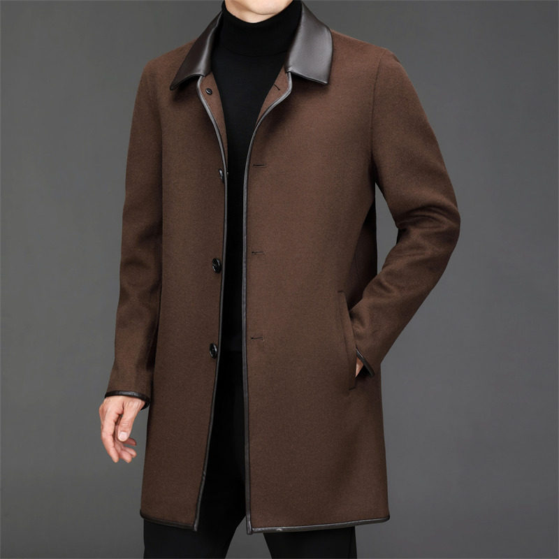 羊毛大衣男爆款2025新款高端大气上档次双面呢风衣中长款毛呢外套,男装,毛呢大衣,淘宝优惠券,粉丝福利购,淘宝优惠卷