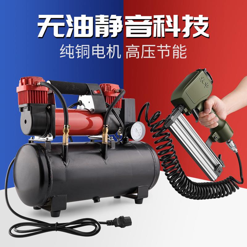 12v车载充气泵带储气罐车用高压小型迷你空压机36-96v电动打气