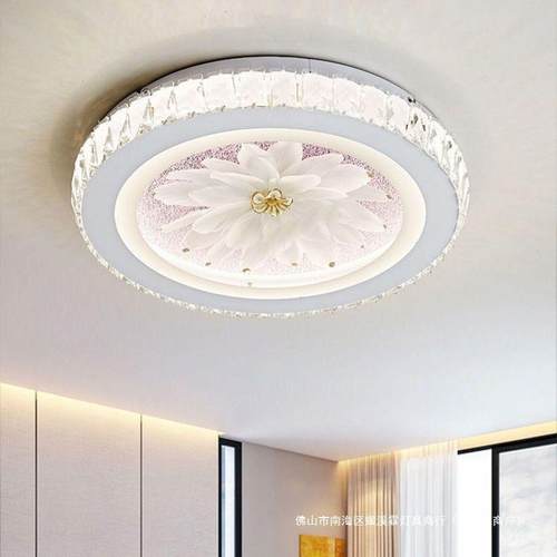 led主卧室吸顶灯2024款现代简约房间灯圆形水晶智能语音网红灯