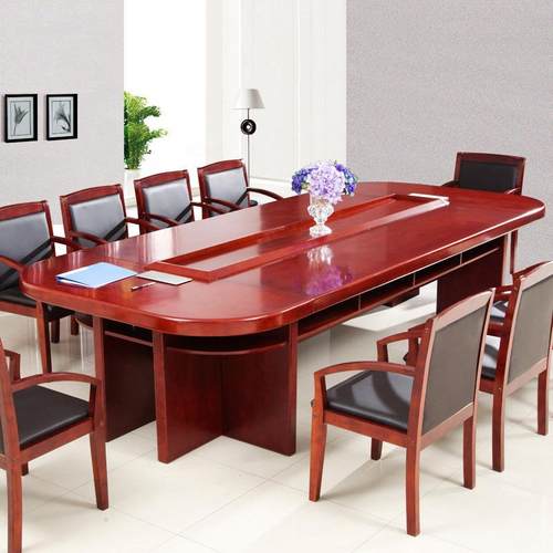 红胡桃实木贴皮椭圆会议桌长桌简约现代大型烤漆洽谈长方条桌