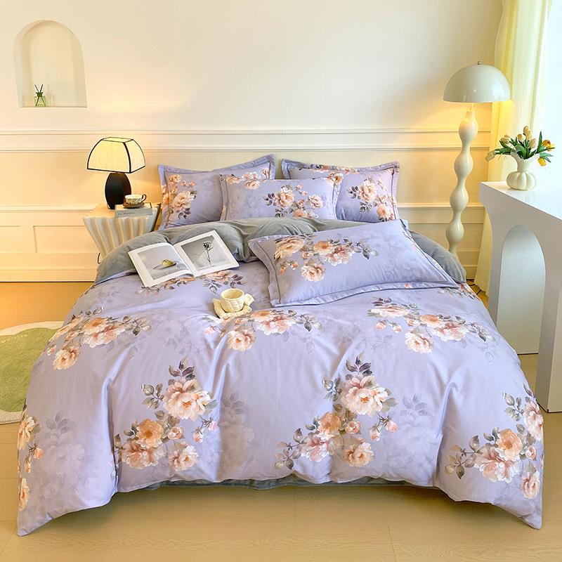 棉加绒四件套A面全棉B面宝宝绒被套加厚保暖单双人套件ab版单被罩