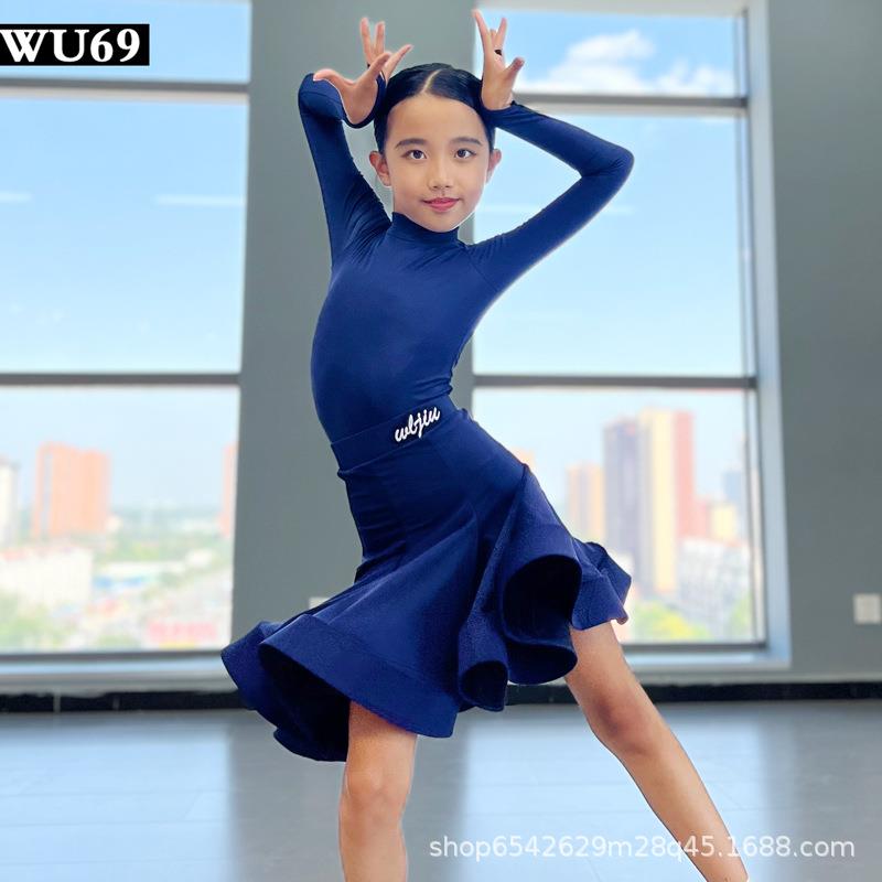 标准儿童拉丁舞比赛规定服装女专业舞蹈表演服少儿拉丁舞裙大裙摆