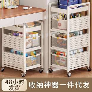 书包置物架可移动小推车书本收纳架儿童桌下多层放书包带滑轮神器