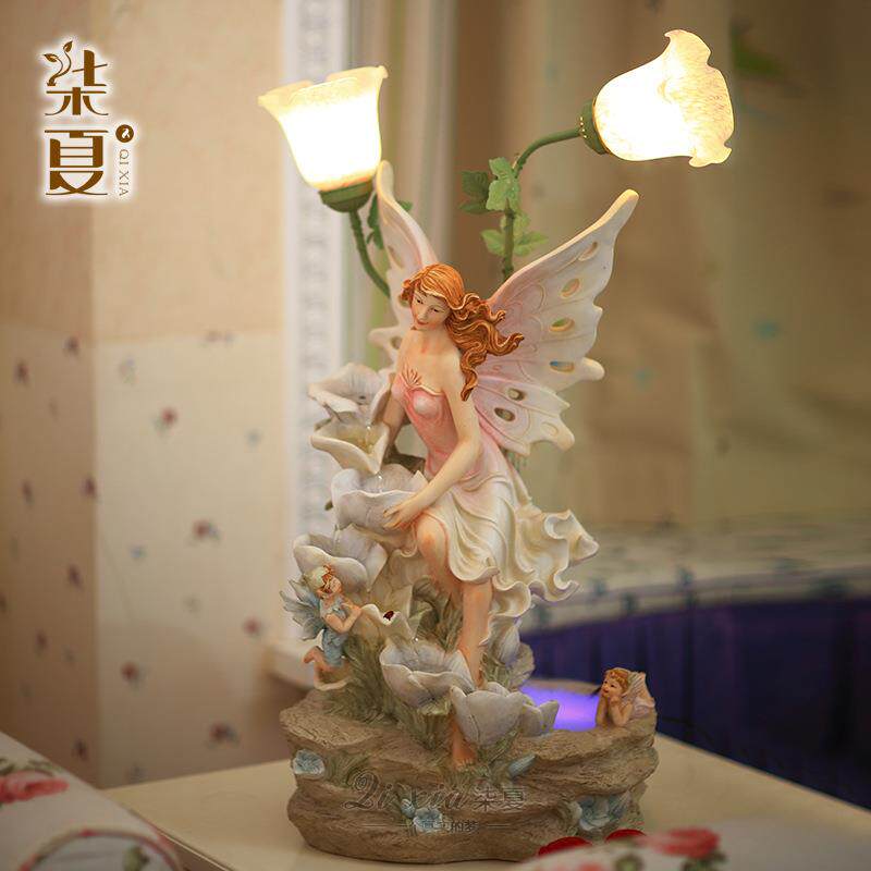 桌面流水摆件台灯装饰灯欧式装饰品风水树脂工艺品工厂货