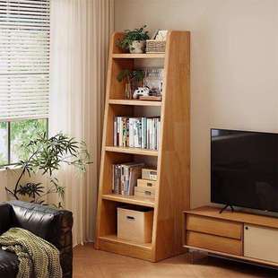 实木书架梯形松木置物架家用儿童收纳靠墙落地一体简易储物柜书柜