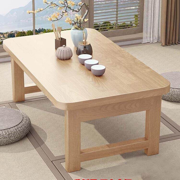 橡胶木可折叠矮桌飘窗桌子床上学习桌实木小茶几家用榻榻米桌炕桌