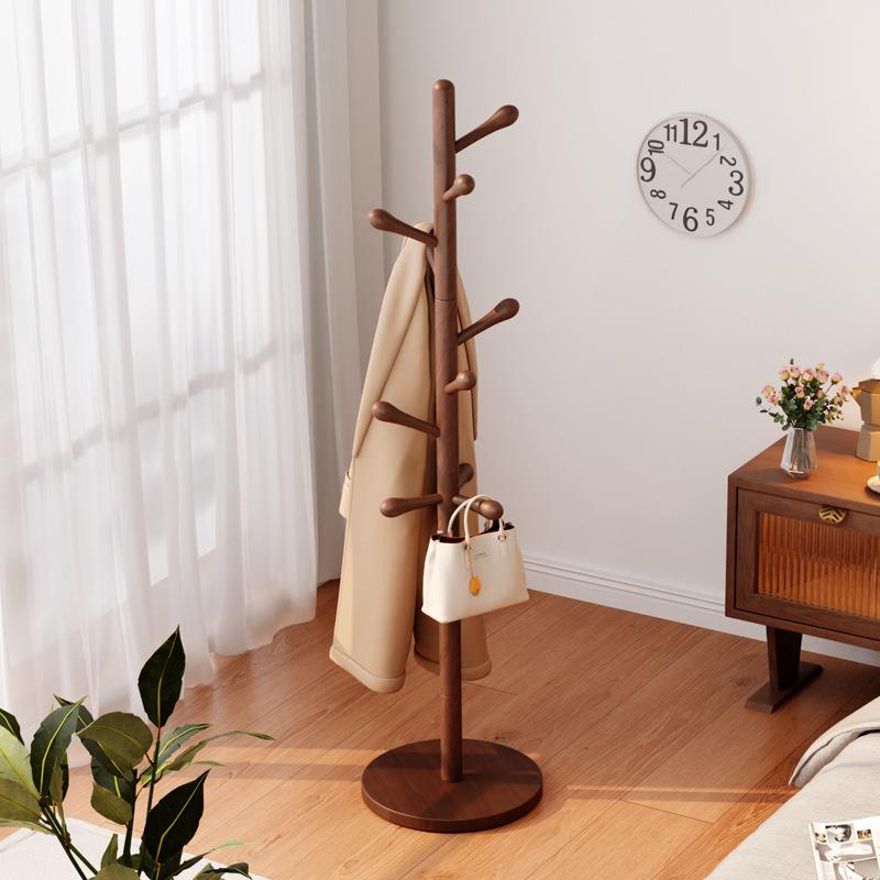 简约实木衣架家用挂衣架卧室加厚加粗树枝晾衣架秋冬落地式衣帽架