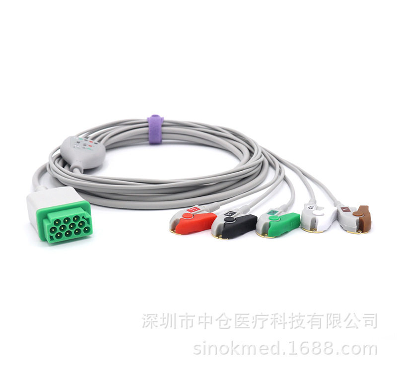 兼容GE马奎Dash 2000/2500/3000/4000 监护仪心电一体导联线夹式