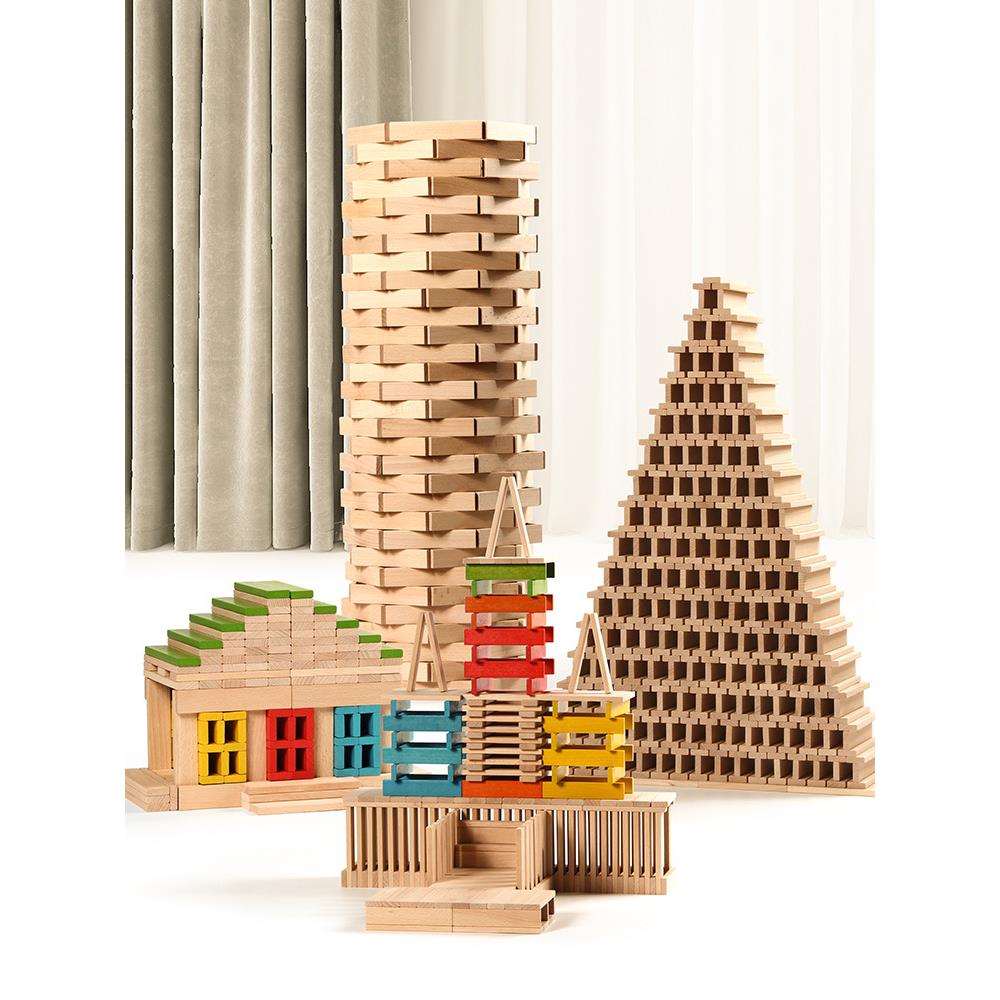 榉木建筑大师叠叠高积木125片500片幼儿园构建区活动卡普乐积木