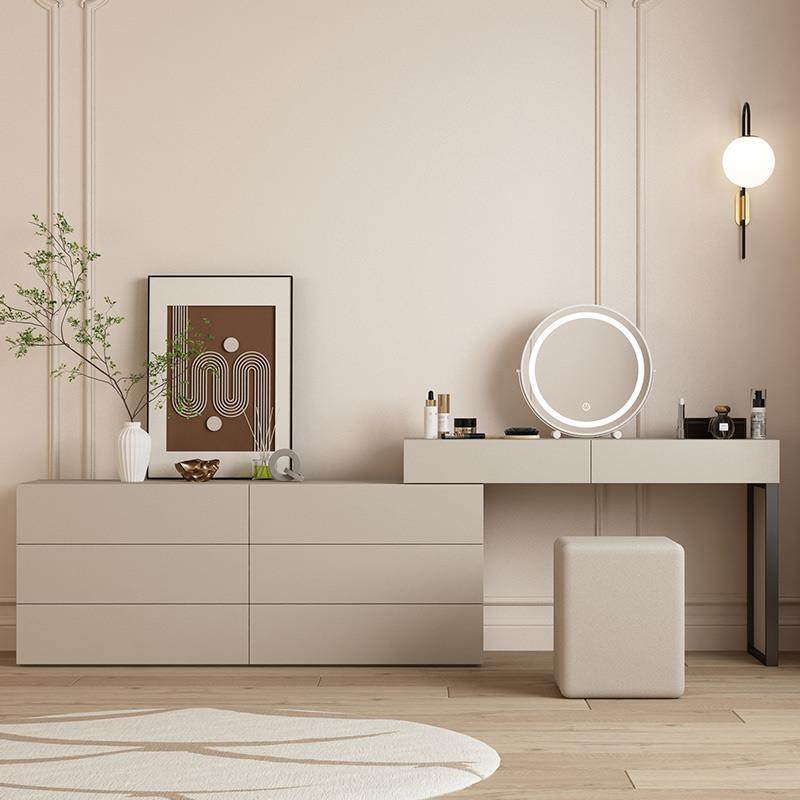 0J梳妆台斗柜一体化妆台床尾柜卧室现代简约伸缩化妆桌轻奢