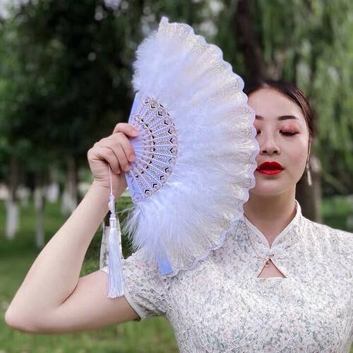 羽毛扇子旗袍夜上海舞蹈