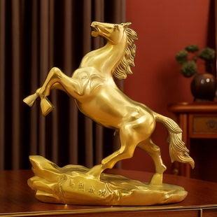 铜马摆件风水招财马到成功家居号唐黄铜马工艺品饰纯办公室大客厅