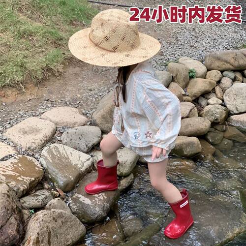 可爱红色雨鞋儿童2025新