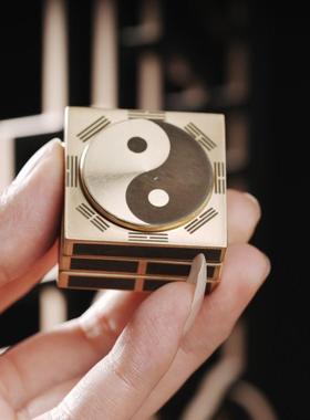 中式周易魔方雷击枣木64卦八卦嵌黄杨文玩太极易经六爻洛书手黄铜