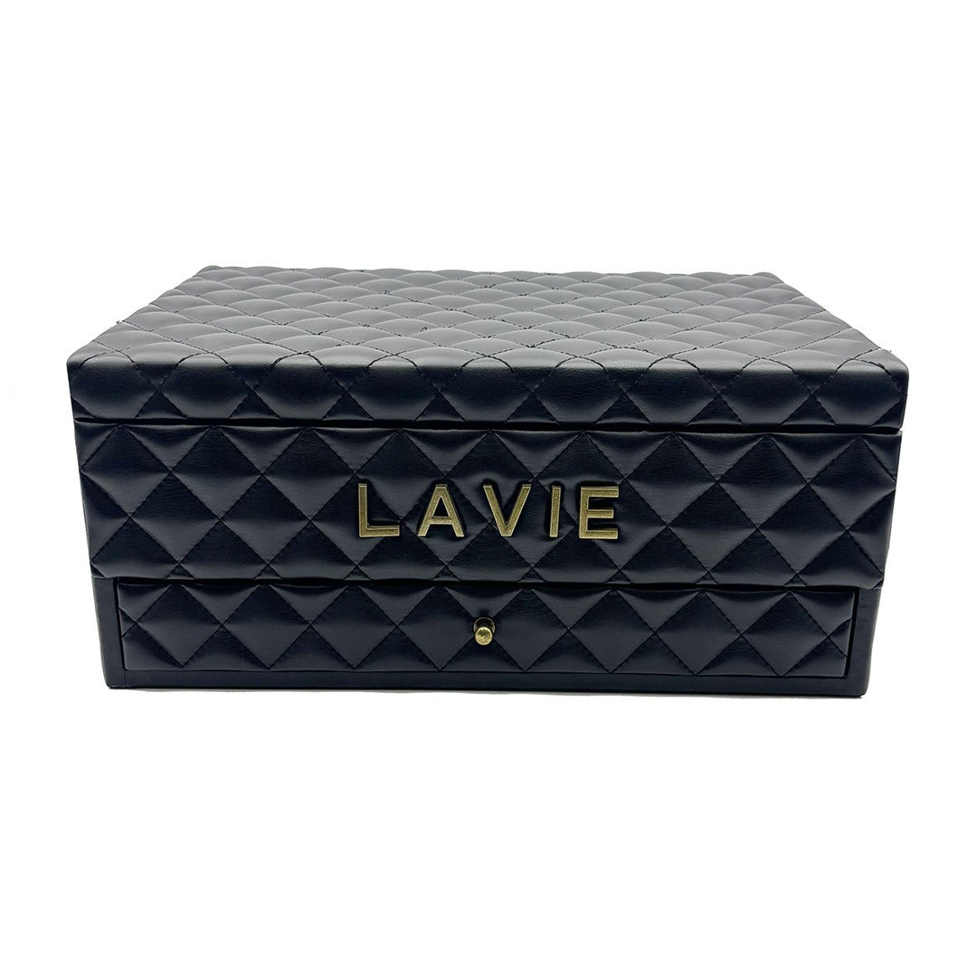 拉薇Lavie皮革菱格大号中古首饰盒珠宝箱40*26*16cm