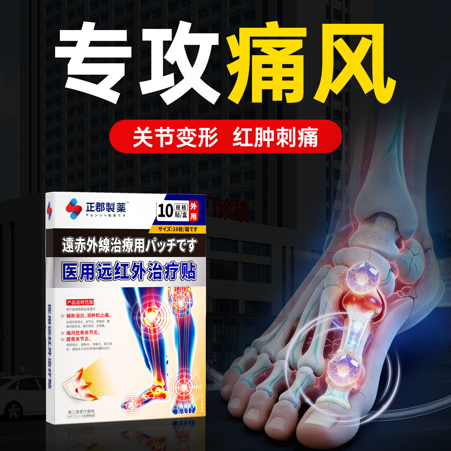 痛风贴降尿酸去结晶溶石止痛膏特效关节炎专用冷敷类痛远红外