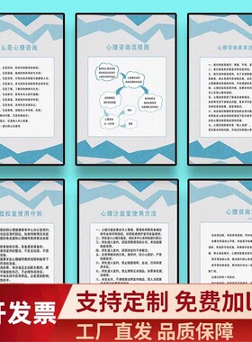 定制心理咨询室布置挂图辅导室沙盘室管理制度挂画心理格言装饰画