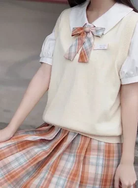 背心外套马甲针织日系基础款秋季V领女jk套头外搭老头乐