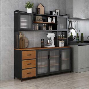 餐边柜美式复古乡村实木铁艺工业风酒吧置物柜储藏收纳碗柜茶水柜