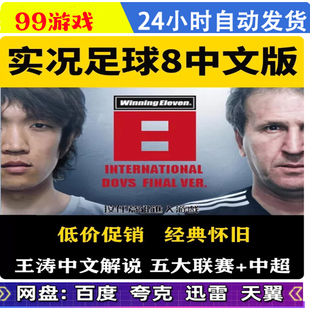 实况足球8简体中文版王涛解说五大联赛世界杯中超PC电脑单机游戏